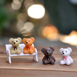 Micro Landscape Small Ornaments Mini Bear Bear Meat Potted Plant Decorations Cake Car Accessories Small Collar Bear