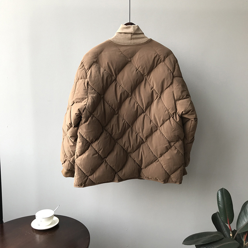 Women's Clothing Diamond plaid cotton coat _voghion.com