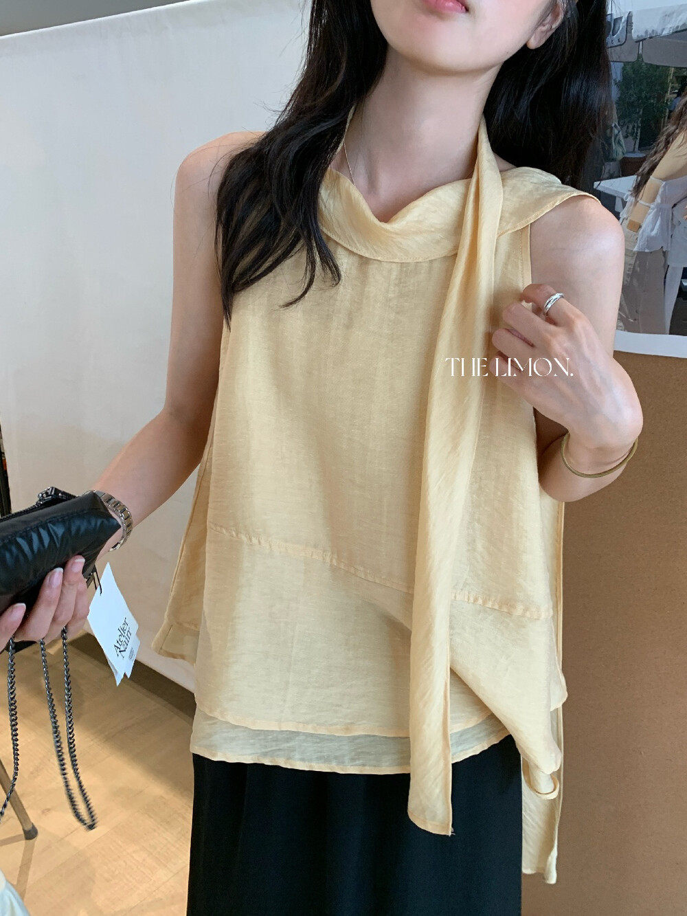 Áo hai dây nữ thiết kế dây rút phối nơ, mặc trước sau đều được, tôn dáng thon gọn — màu hồng, màu cam, màu trắng, xanh lá cây chi tiết 6