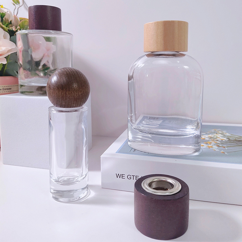 木製香水瓶の蓋 ガラス瓶の木製蓋 スキンケア製品 エッセンシャルオイル瓶 竹製ネジ式アロマ瓶 木製蓋 木工品|undefined
