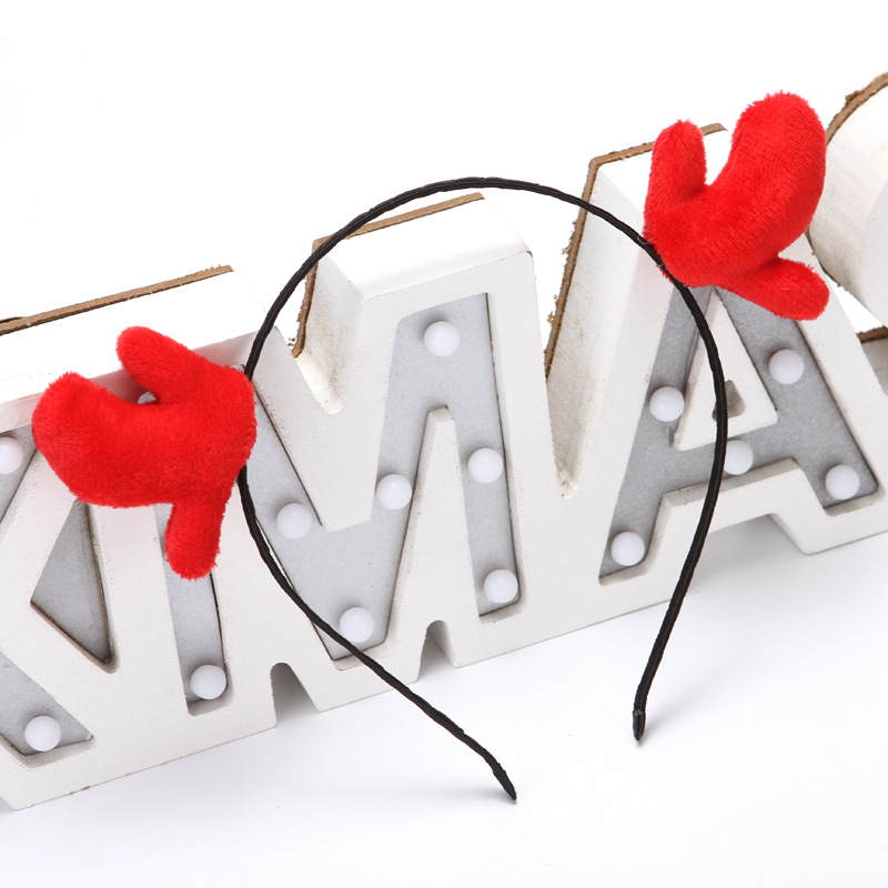 삼각 엽 뿔 머리띠 (빨간색)