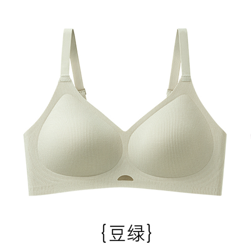 Ropa interior sin sentido con soporte suave roscado, sujetador sin anillo de acero recogido de pecho pequeño para mujer, sujetador de copa fija con soporte superior anti-caída