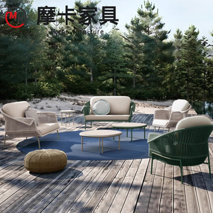 Rattan Chair Garden Furniture Balcony Lazy Lounge Chair Small Coffee Table Combination Courtyard Leisure Outdoor Furniture Dining Table and Chairs