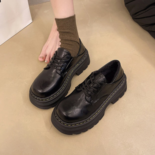 British style small leather shoes women's 2025 spring and autumn new high platform lace-up jk all-match retro Mary Jane shoes