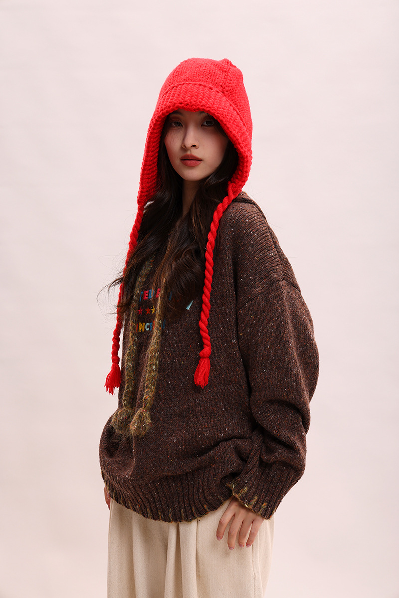 Koreanische version spitze up süße, niedlich, warm und vielseitig Rotkäppchen kinder winter gestrickte garn ohr_voghion.com