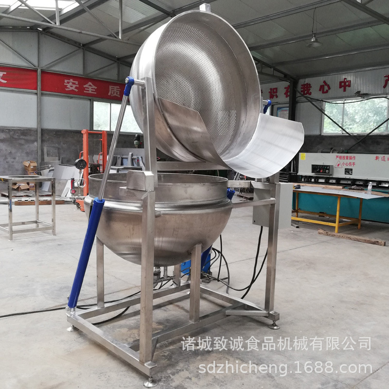 不锈钢自动出料漂烫锅 山野菜加工杀青锅 液压翻锅出料漂烫锅