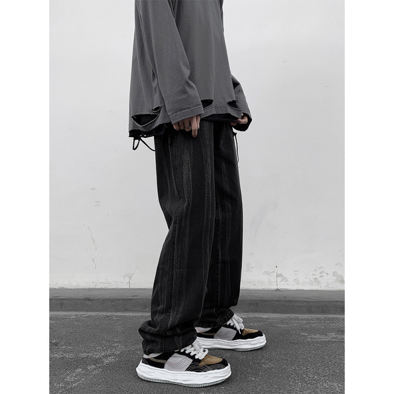 Jeans negros para hombres primavera y otoño nuevos pantalones rectos jóvenes casuales sueltos pantalones de estilo americano marca de moda pantalones de trabajo