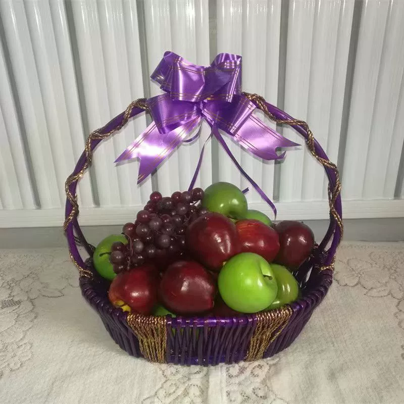 Фруктовая синяя плетёная переносная синяя крупная корзина квадратная корзина для фруктов синий лозовый плетёный фрукт синий цветок корзина для фруктов упаковка