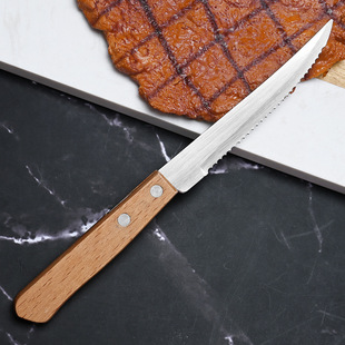 Stainless Steel Knife, Fork and Spoon Western Tableware Steak Knife, Fork and Spoon Set Wooden Handle Tableware Four-Piece Set Cross-Border Hot Recommendation