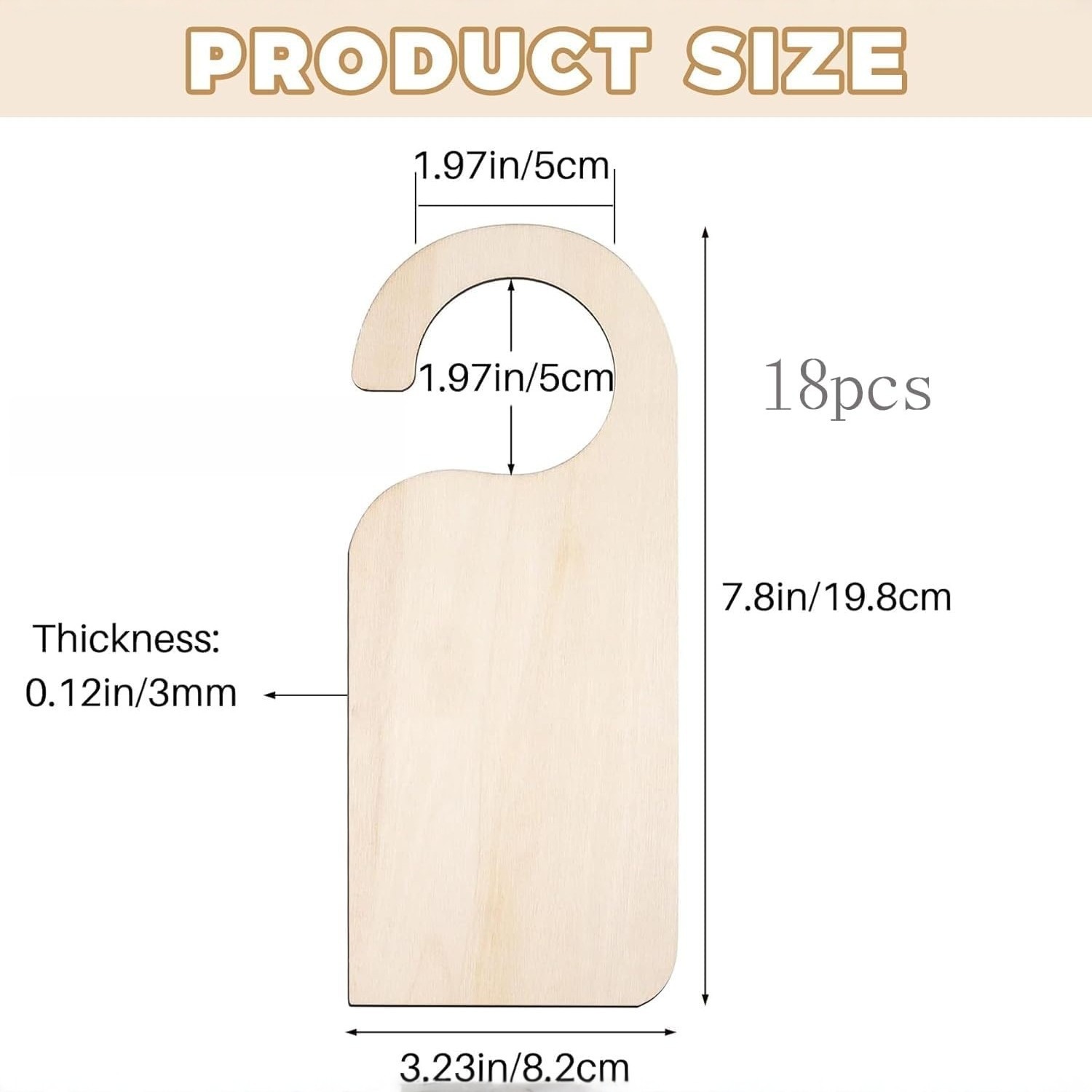 批发长方形空白挂牌木艺儿童衣服分隔门把手挂钩房间装饰DIY