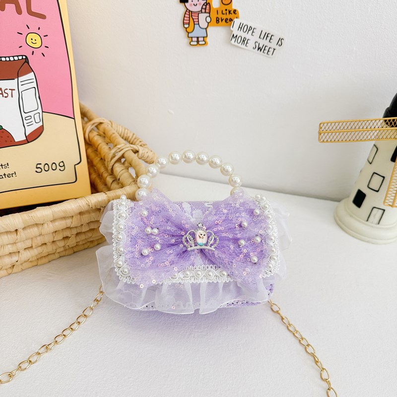 Bolso de moda infantil de perlas de sequilla primavera y verano nuevo mini bolso de cambio ropa infantil con mochila de princesa