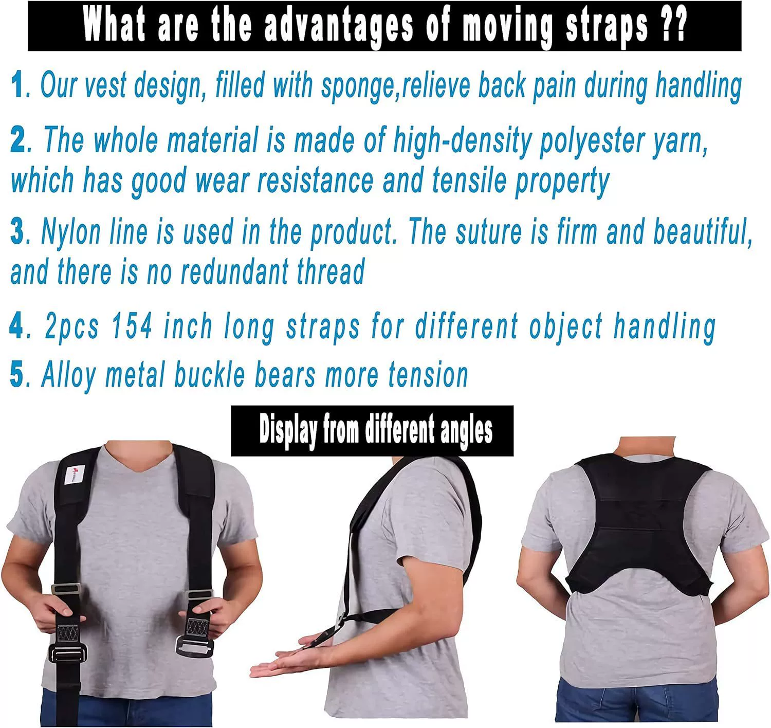 Non-slip straps for moving, adjustable set, suspenders, Amazon