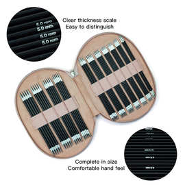 跨境毛衣针 氧化铝双尖直针 黑白拼色两头尖毛线针20CM  11付套装