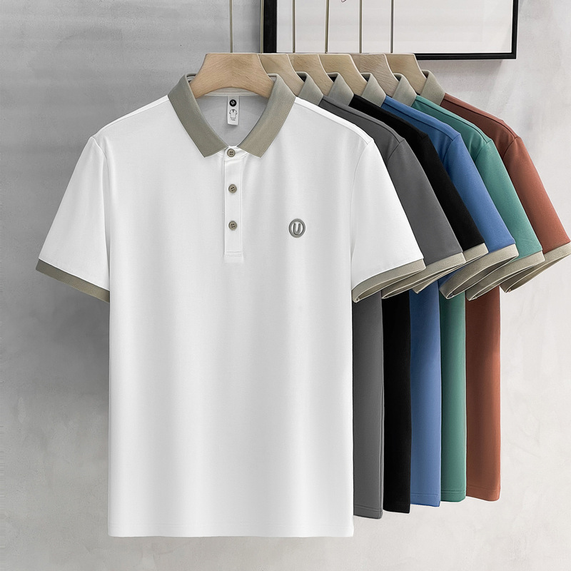 Men's Polo Shirt Short-sleeved Men's Fashionable New Korean-style British-style lapel Paul Shirt High-end Summer Slim-fit Top for Men