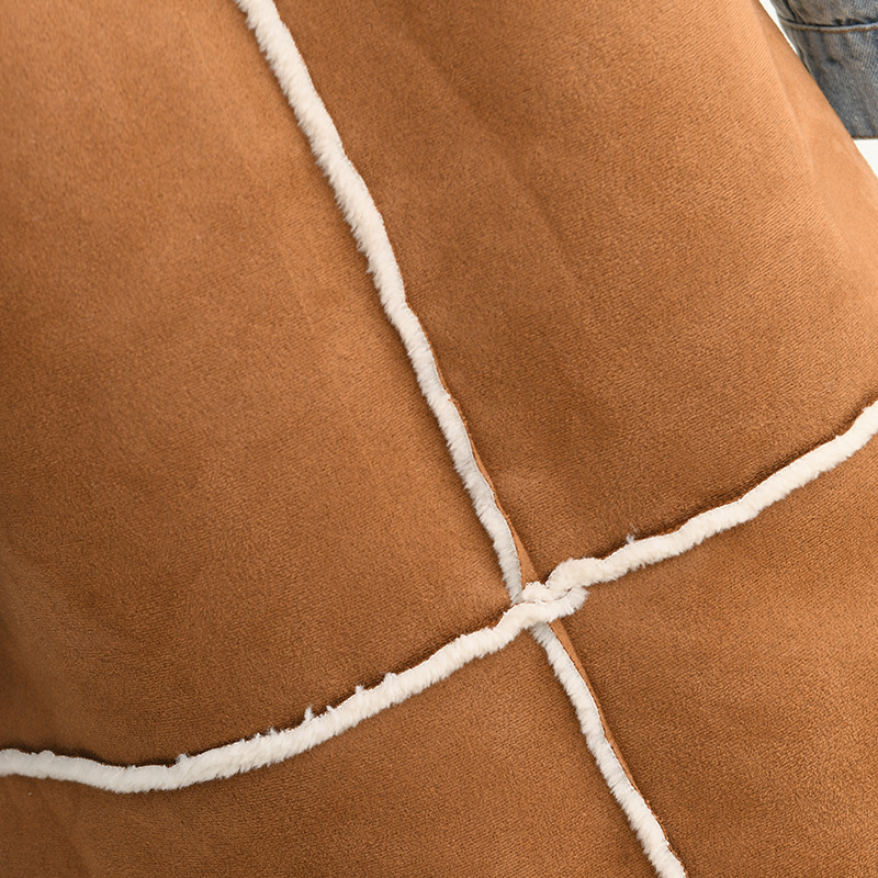 Women's Denim Patchwork Coat With Lamb Wool Lining For Winter_voghion.com