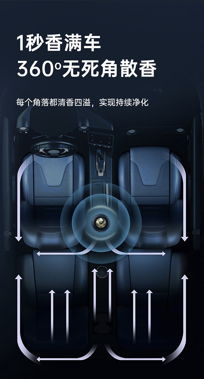 Car aromatherapy solar rotating football suspension ornaments car center console black technology lasting light fragrance ornaments