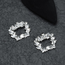 高级感合金水钻鞋夹时尚新娘婚鞋装饰鞋花日常百搭方形镂空鞋扣女