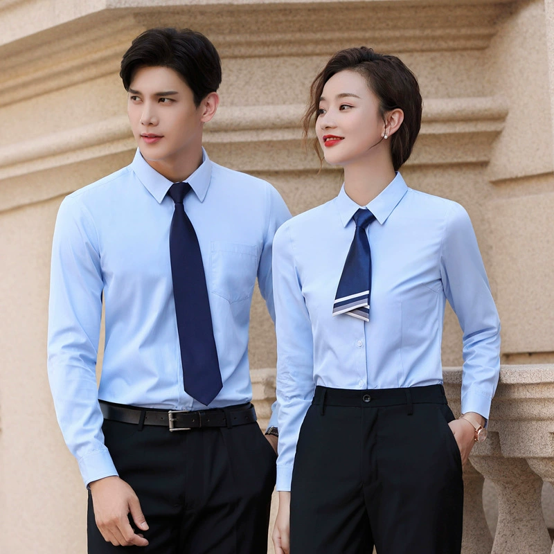 Без утюга деловая повседневная деловая одежда в корейском стиле, мужские рубашки, мужские и женские белые рубашки в одном стиле с длинными рукавами