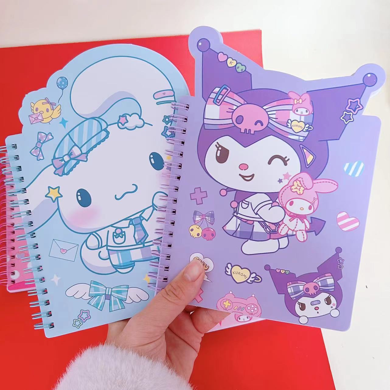 Cuaderno Espiral con Diseño de Familia de Mascotas, Forma Irregular A5, Kurolo, Bloc de Notas para Estudiantes, Diario, Planificador, Páginas Interiores Coloridas