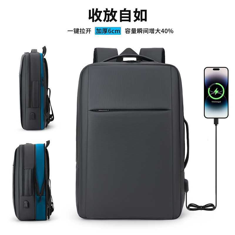 Mochila de viaje de negocios expandible para hombres bolsas portátiles multifuncionales de viaje de negocios USB mochila de viaje
