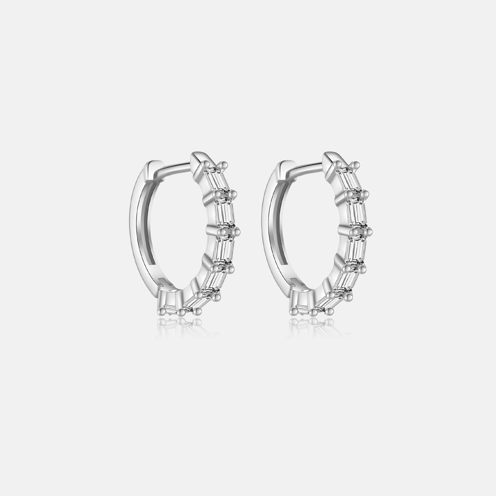 Geometric Pattern Unisex Gender 1 Pair 18K Gold Plated 925 Sterling Silver Zircon Geometric Earrings