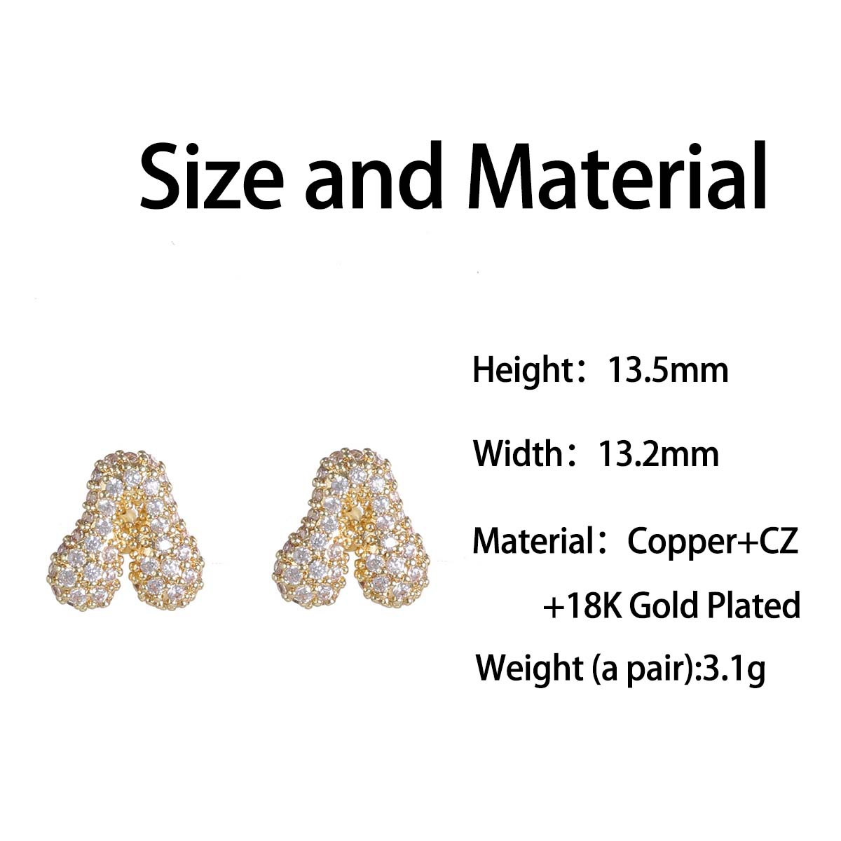 6g Weight Copper Ear Needle Material Ear Studs Classification 1 Pair Quantity Daily Occasion Copper Material Letter Pattern All Seasons Season Women's Gender Plating Design Classic Style Style 1 Pair Classic Style Letter Plating Copper Ear Studs 2