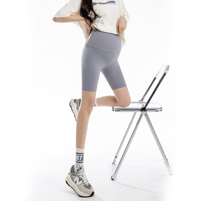 孕婦五分褲夏季薄款冰絲時尚外穿打底褲高腰可調節孕婦裝短褲