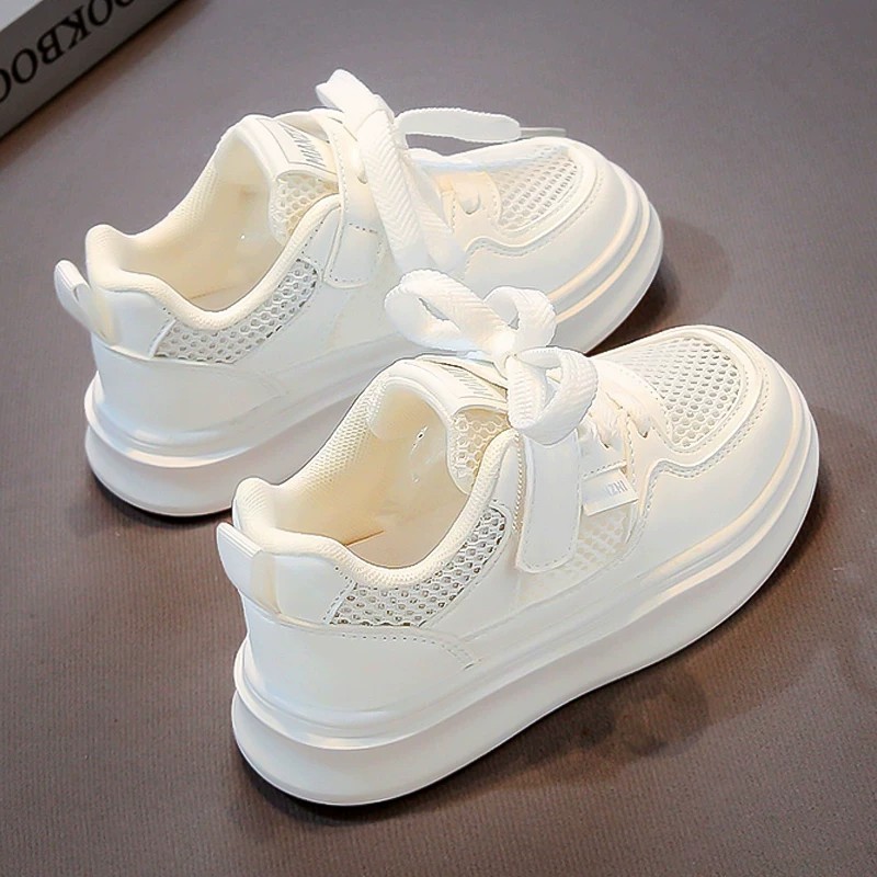 Summer breathable casual children's lightweight white sneakers