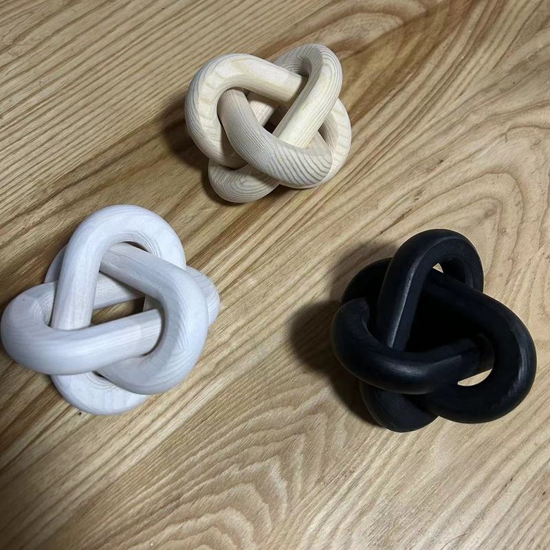 木製チェーン工芸品三環ボタン木製家庭芸術置物3環楕円木結三環チェーン|undefined