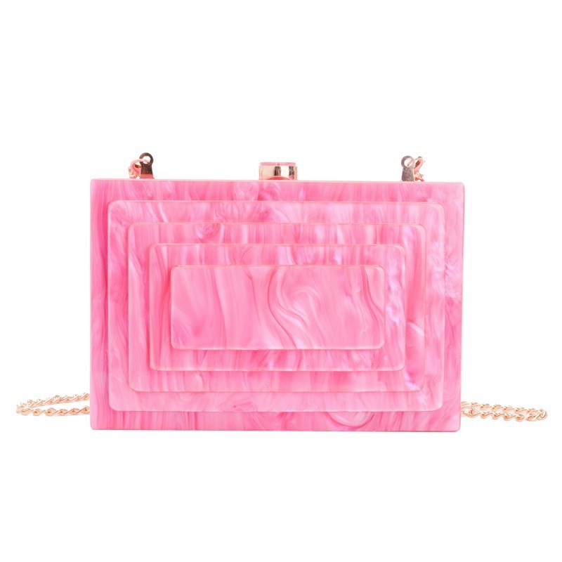 Ventas transfronterizas de moda europeas y americanas bolsas de cena acrílicas empalmadas bolsas de cena de partido bolsas de hombro pequeñas bolsas de mano