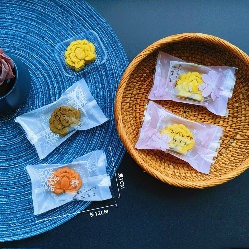 雪花樱花平口袋日式机封袋食品烘焙包装袋日文机封袋热封袋子