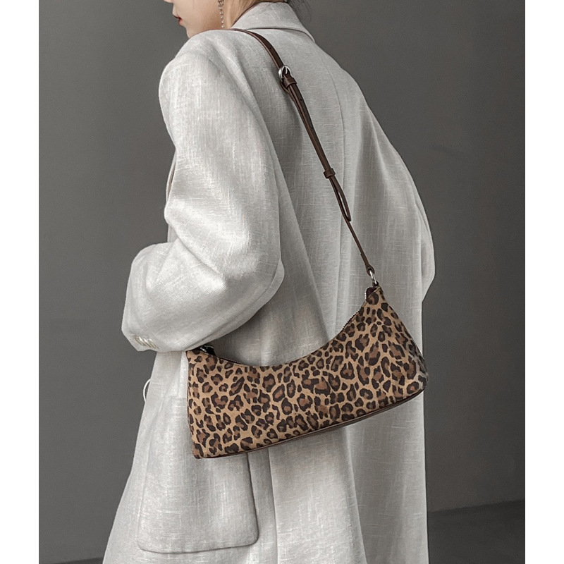 Genuine leather women 2024 new style extremely simple leopard print frosted cowhide stick armpit for women, single_voghion.com