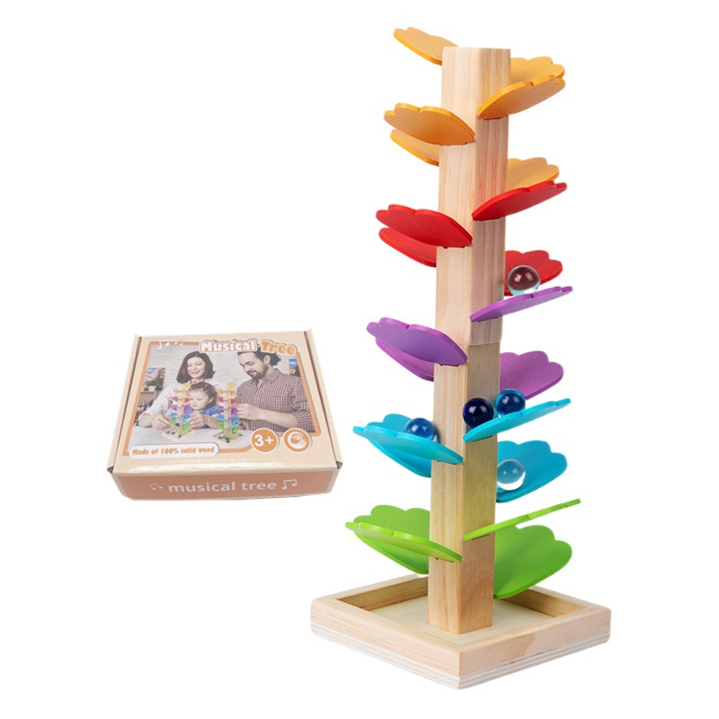 Árbol DE LA MÚSICA transfronteriza CPC juguete cuentas de madera pétalos de arco iris ensamblar bloques de construcción educación temprana hojas caídas bola laberinto