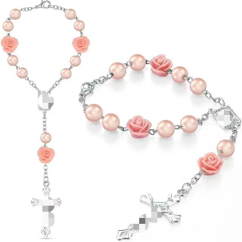 Amazon's new rose pearl bracelet, prayer beads, mini pearls, baptism favors, finger chain, car pendant