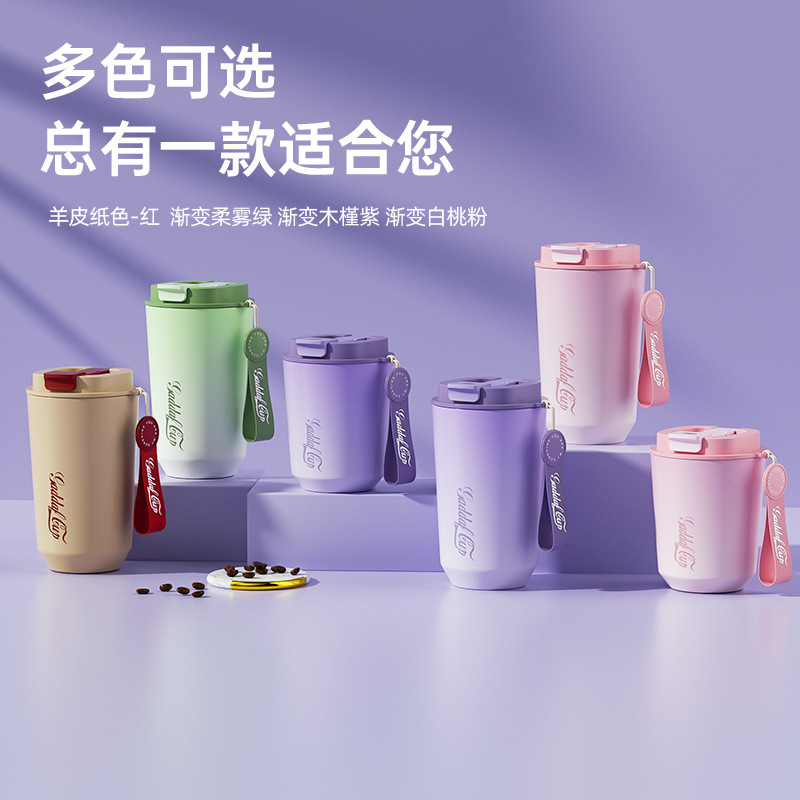 ネットの赤い金の高い顔の値のコップの食品級のステンレスの保温カップの女子学生のストローの双飲の杯の贈り物のコップの卸売り|undefined