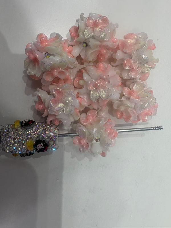 新款跨境夜光+光变立体花朵花球可过笔diy手机链包包链饰品配件|undefined