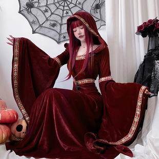 Halloween adult costume medieval retro court European vampire Little Red Riding Hood female witch dress long dress
