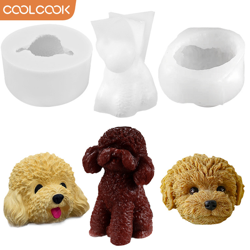 2pcs Pet animal Teddy dog head silicone mould 3D Teddy aroma candle Hand soap home furnishing cray mold