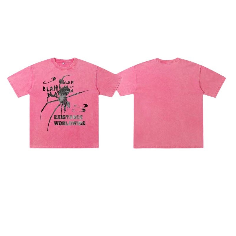 230g camiseta de manga corta para hombres de verano cuello redondo suelto sobretamaño retro americano marca de moda chaqueta retro casual