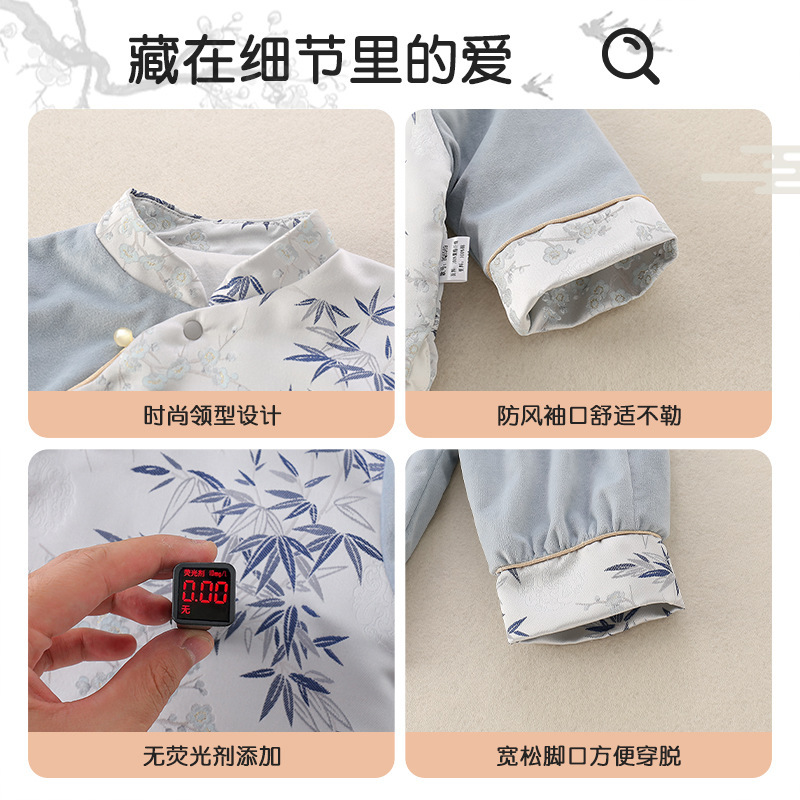 婴幼儿新中式分体套装春秋款唐装宝宝抓周生日礼服国风爬服二件套|undefined