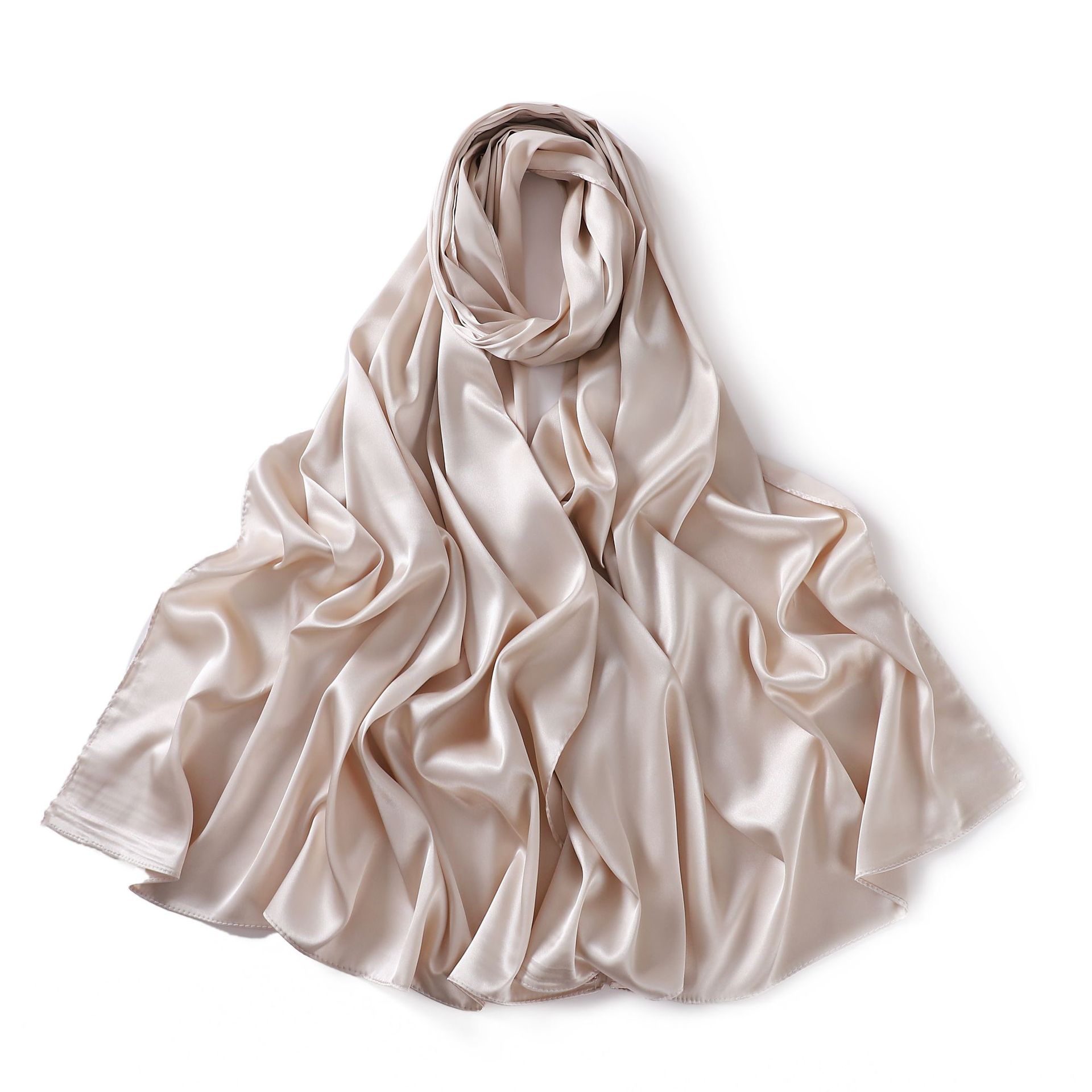 Solid Satin I mitation Lange Indonesische Monochrome Parel Kleur Ding Bag Hoofddoek Cover Vrouwen Zijden Sjaal_voghion.com