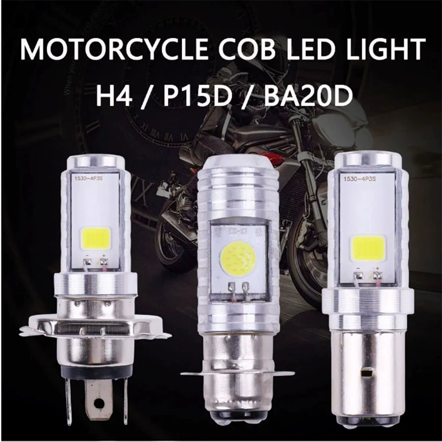 Мотоциклетная светодиодная фара с встроенной высокомощной COB-лампой P15D BA20D H4, LED-освещение для электромобилей 12–80В