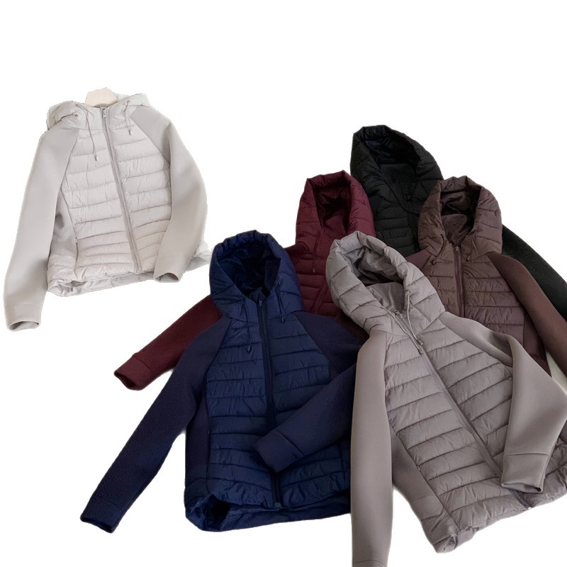 Algodón delgado estilo de moda europea y americana 2025 chaqueta de algodón empalmado chaqueta de algodón delgada de cuello de pie chaqueta de algodón de mujer image 6