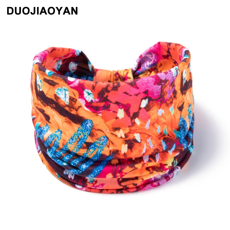 Otoño e Invierno nueva diadema de moda para mujer con estampado bohemio nudo ancho borde elástico pañuelo para la cabeza accesorios para el cabello_voghion.com