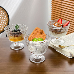 Insネット赤レストランアイスクリームカップヨーグルトカップ高脚布丁カップデザートカップ軽食ボウルグラス高颜値