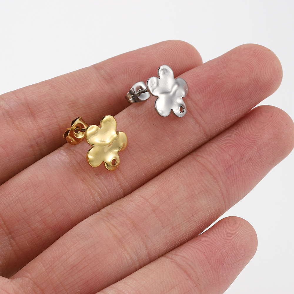 DIY Ornament Accessories Classification 10 PCS/Package 12mm 304 Stainless Steel Flower Earring Findings DIY Ornament Accessories