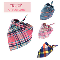 Cross-border Yasheng Festival Pet Large-Size Plaid Thickened Cotton Velvet Triangle Scarf Dog Scarf with Tie, Drool Bib