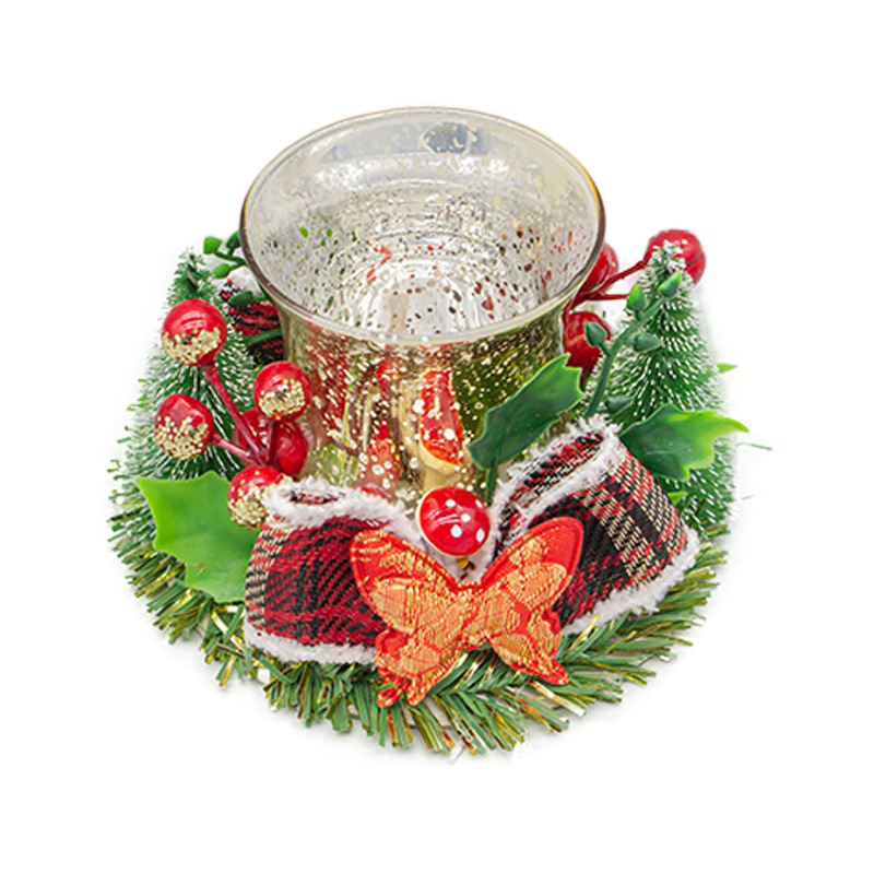 Decoraciones navideñas personalizadas candelabro de plástico navideño flor de simulación guirnaldas de pino atmósfera decoración ornamentos artesanías