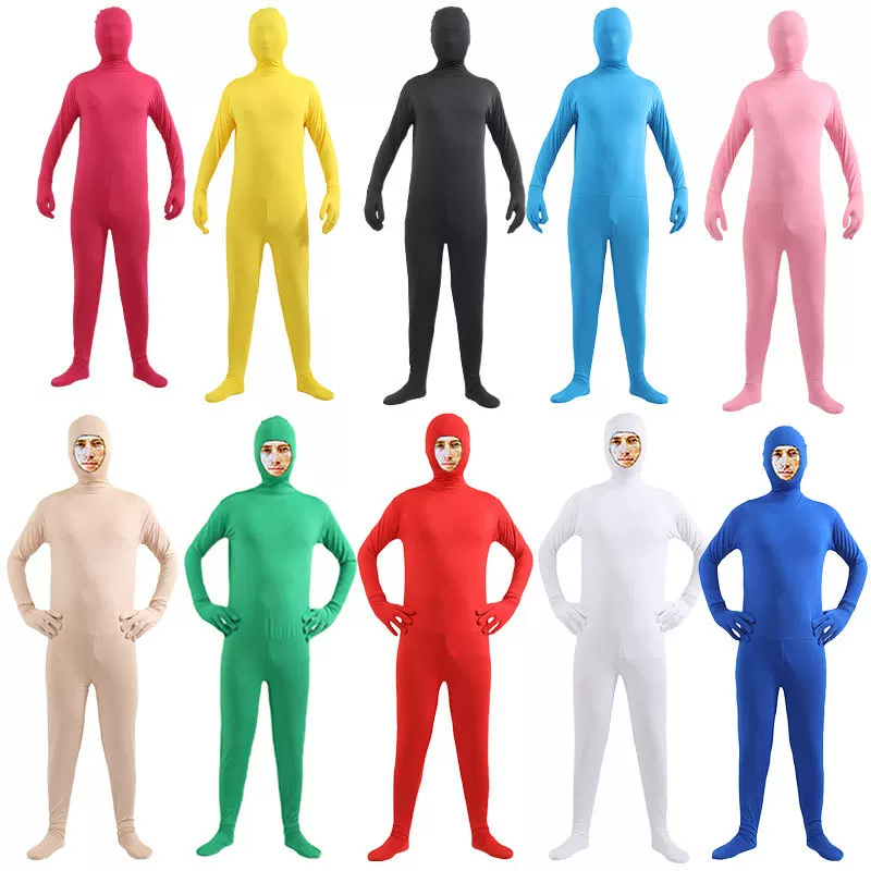 Halloween cos adult men solid color tight invisible clothes black men onesie invisible people children's clothing