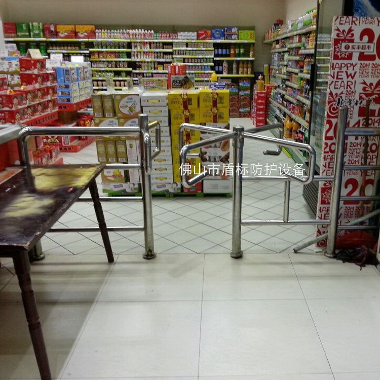 商店超市进出口单向转门十字形旋转式出入闸口机单限门禁半高转闸